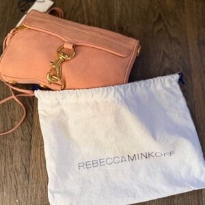 Rebecca Minkoff M.A.C. Crossbody Bag Blush Pink Suede Gold Chain Strap NWT